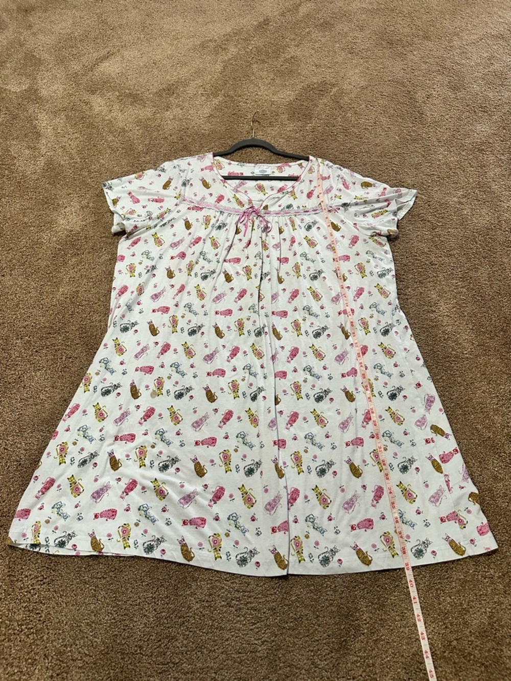 Fundamentals white short sleeve nightgown with floral,cat print size 2X - Picture 8 of 9